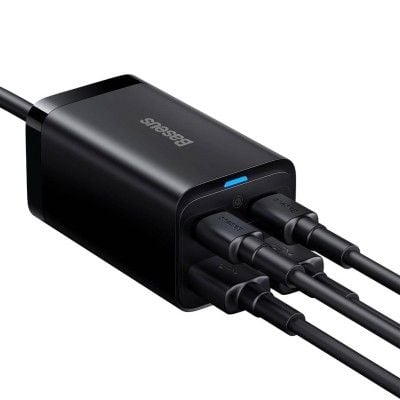 Baseus GaN3 Pro CCGP040101 vegglader 65W 2x USB-C PD, 2x USB-A, svart