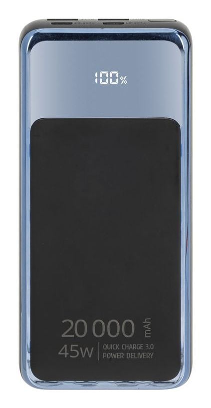 RIVACASE Power Bank 20000 mAh QC/PD 45W LCD kannettavaan tietokoneeseen Musta