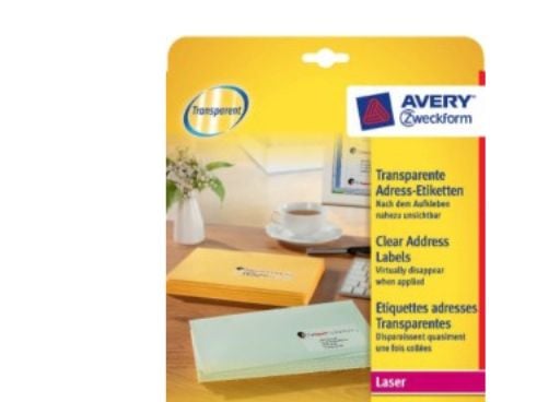 Avery L4772-25 adresseetiketter 99,1 x 42,3 mm, 300 gjennomsiktige etiketter