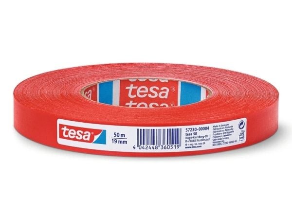 Tesa - Tekstiltape - 19 mm x 50 m - rød