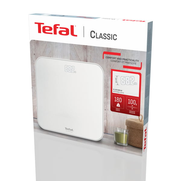 Tefal Classic PP1901V0, Elektronisk personvekt, 180 kg, 100 g, Hvit, kg, lb, ST, firkant