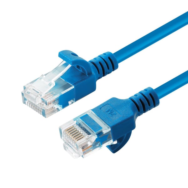 MicroConnect - Nettverkskabel - RJ-45 (hann) til RJ-45 (hann) - 3 m - 3.6 mm - UTP - CAT 6a - halogenfri, uten hindringer, flertrådet - blå