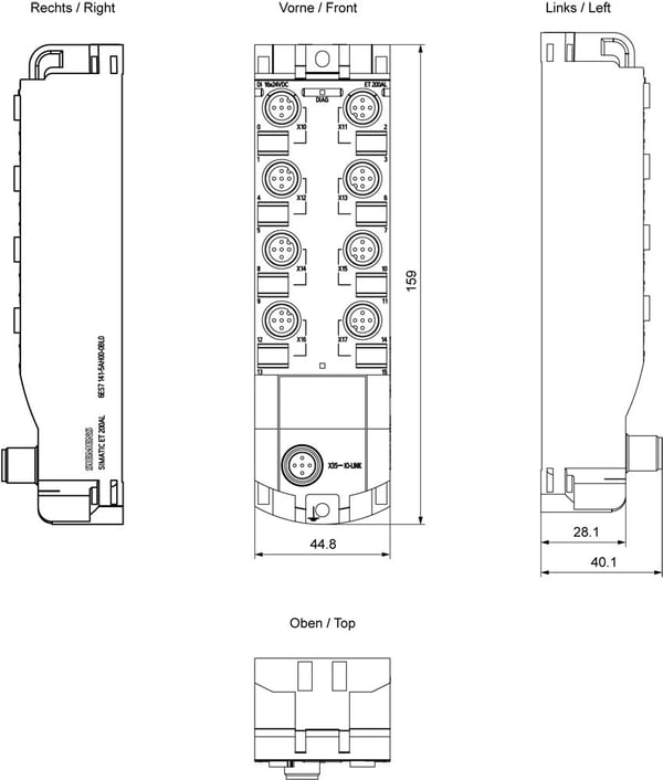 Siemens 6ES7141-5AH00-0BL0, 18-30 V, 159 mm, 181 g, 180 mm, 57 mm, 55 mm