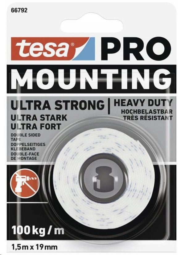 Tesa TASMA MONTAZJ. INDUSTR. PIAN. 1.5M:19MM PRO ULTRA STRONG