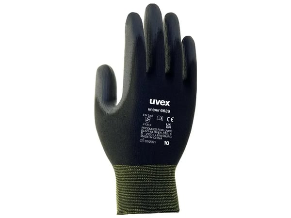 Uvex 60248, Industrihandskar, Svart, Vuxen, Unisex, 1 styck, EN 388:2016 (4 1 3 1 X)