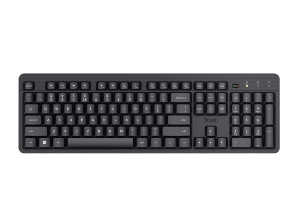 Trust Ody II, Täysikokoinen (100 %), Langaton, Langaton RF, Kalvokytkin, QWERTY, Musta
