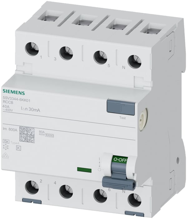 Siemens 5SV33446KK01 FI-turvakytkin A 4-napainen 40 A 0,03 A 400 V 400 V