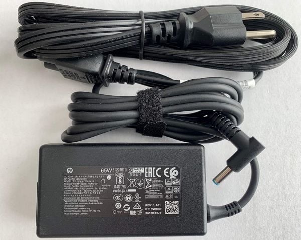 HP Smart - Strømadapter - 4,5 mm plugg, 3-pins, vinklet kontakt - 65 watt - ikke-PFC