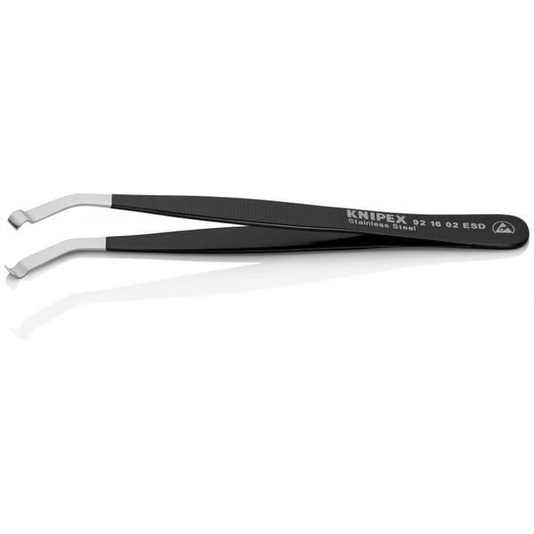 Knipex 92 16 02 ESD, rustfritt stål, svart, flat, buet, 15 g, 10 mm