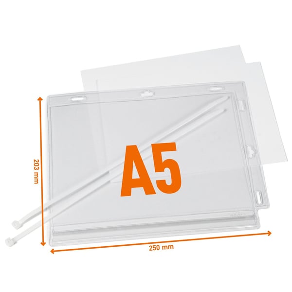 Vanntett infolomme A5 med kabelstrips for montering - 5 stk./pakning
