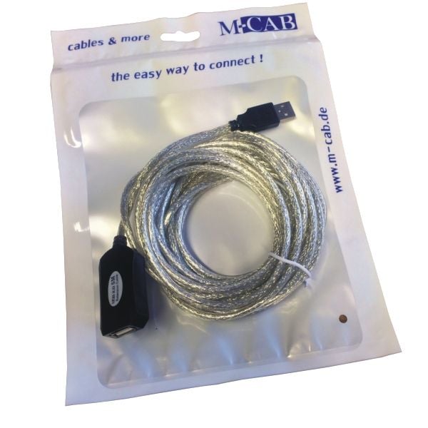 M-CAB - USB-förlängningskabel - USB (hane) till USB (hona) - 5 m - aktiv