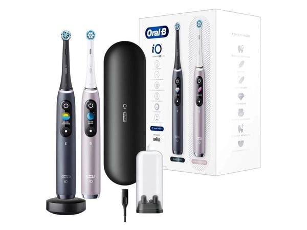 Oral-B iO Series 9 Duo eltandborstar, 2-pack, svart onyx/rosenkvarts