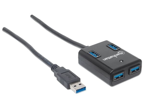 Manhattan 162296, USB 3.2 Gen 1 (3.1 Gen 1) Type-A, USB 3.2 Gen 1 (3.1 Gen 1) Type-A, 5000 Mbit/s, Svart, Plast, FCC, CE, RoHS, WEEE