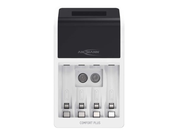 COMFORT PLUS + 4 X AA 2100MAH NIMH LADER TIL 1-4X AAA / AA TAI 1-2X AAA / AA OG 1X 9V-BLOCK