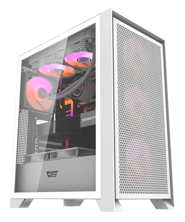 darkFlash DRX70 Mesh, Midi Tower, PC, Vit, ATX, ITX, micro ATX, Metall, Härdat glas, Spela