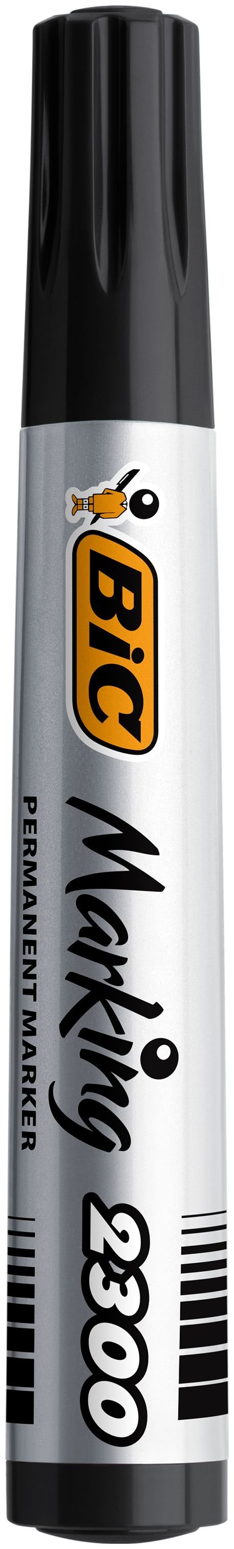 BIC 2300 - Markering - permanent - för glas, plast, kartong - svart - alkoholbaserat bläck - 3.7-5.5 mm