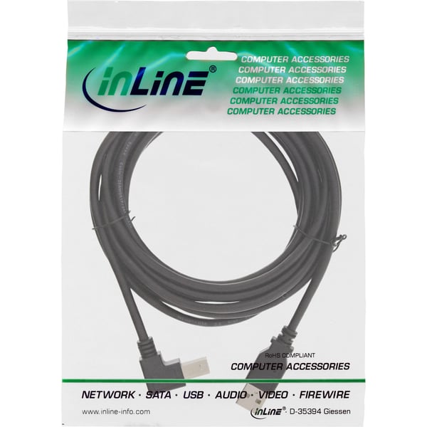 InLine 34503U, 0,3 m, USB A, USB B, USB 2.0, Svart