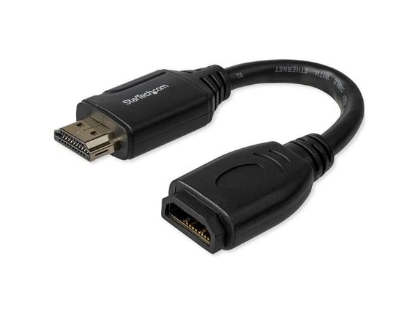 Startech 6in High Speed HDMI Port Saver Cable with 4K 60Hz - Short HDMI 2.0 Male to Female Adapter Cable - Port Extender (HD2MF6INL) - HDMI-forleng...