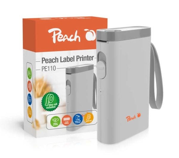 Peach PE110, direkt termal, 203 x 203 DPI, 60 mm/sek, Trådlös, Vit