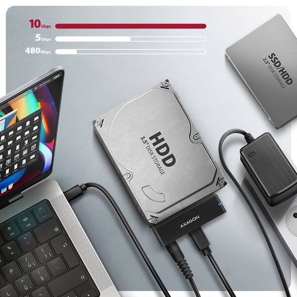 Axagon ADSA-FPX, USB Type-C, SATA, Musta, PC / Notebook / Tablet, Kiina, CE, RoHS