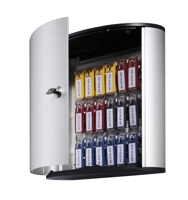 Nøkkelskap NØKKELBOKS 18 - aluminium, med sylinderlås