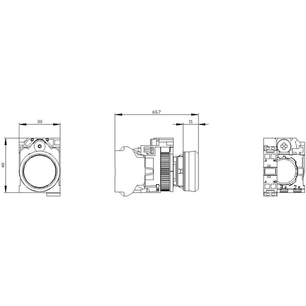 Siemens 3SU11000AB503BA0 3SU1100-0AB50-3BA0 Painike Eturengas muovi, Pyöreä painike Musta, Sininen 1 kpl