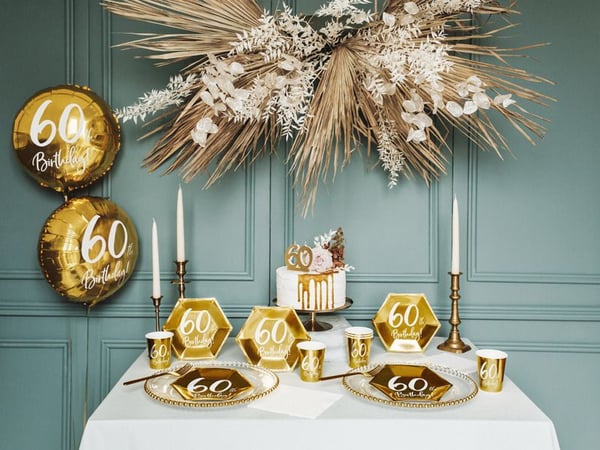 PartyDeco TPP73-60-019M, Tallrik, Sexhörnig, papper, Guld, Monokromatiskt, 6 styck