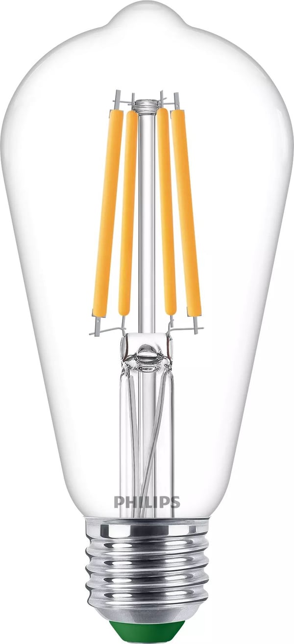Philips - LED-glödlampa med filament - form: ST64 - klar finish - E27 - 4 W (motsvarande 60 W) - klass A - varmt vitt ljus - 2700 K