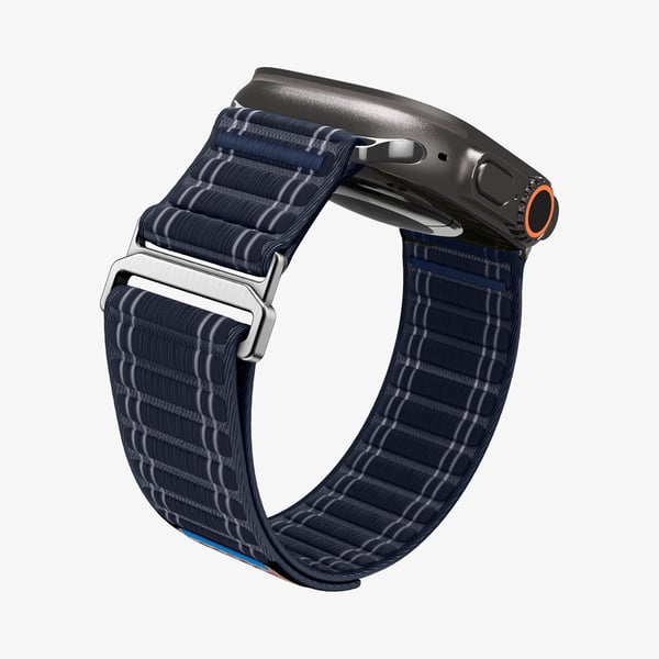 Spigen WBF0, Nauha, SmartWatch, laivastonsininen, Apple, Apple Watch (44/45mm), Apple Watch 10/11 (46mm), Apple Watch Ultra (49mm), Nylon