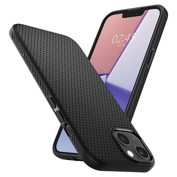Spigen Liquid Air - Baksidedeksel for mobiltelefon - termoplast-polyuretan (TPU) - matt svart - for Apple iPhone 13