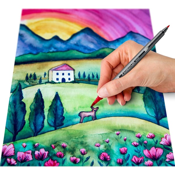 STAEDTLER kaksoiskuitukärkikynät "Europa", 6 kpl:n laatikko, 2 kärkeä, viivan leveys: 1,0 - 6,0 mm / 0,5 - 0,8 mm, - 1 kpl (3001 C6-1)