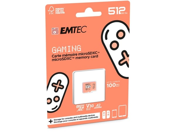 EMTEC Gaming - Flashhukommelseskortti - 512 GB - A2 / Videoluokka V30 / UHS-I U3 - microSDXC UHS-I - oranssi - oranssi
