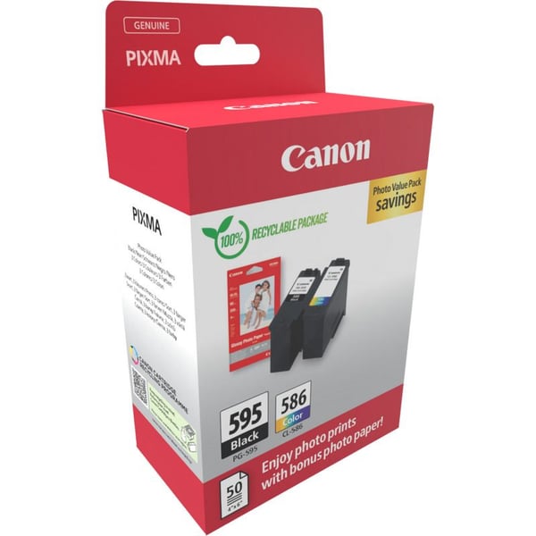 Canon 7171C004 PG-595/CL-586 mustekasettipakkaus+GP-501 valokuvapaperi 50 arkkia