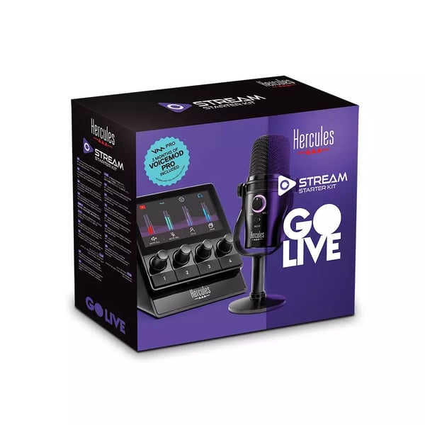 Hercules Stream Starter Kit, USB Type-C, Pöytämikrofoni, Yksisuuntainen/Kardioidi, 50 - 18000 Hz, -53 dB, 600 O