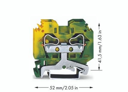 Wago Tilkobling for verneleder 2-leder 10mm2 gul/grønn - 284-107