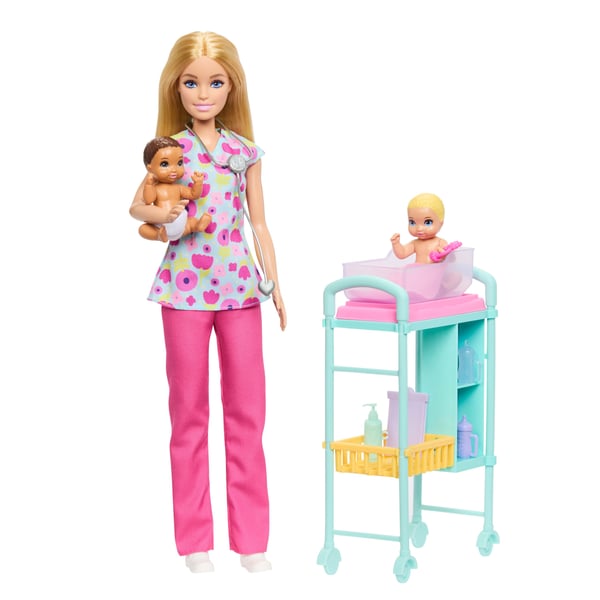 Barbie Career doktorsett med 2 babydukker og undersøkelsesbord