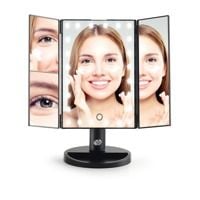 Makeup Mirror with 24 LEDs Dimmable 3-Way Optics 2x and 3x Magnification