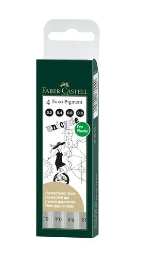 Faber-Castell 167004, Svart, Polypropylen (PP), Pigmentbasert blekk, 4 stykker