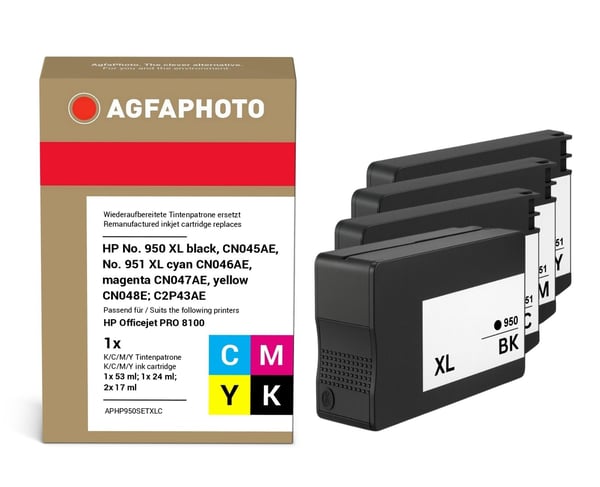 AgfaPhoto - 4-pack - färg (cyan, magenta, gul, svart) - kompatibel - bläckpatron (alternativ för: HP 950XL, HP 951XL, HP CN045AE, HP CN046AE, HP CN...