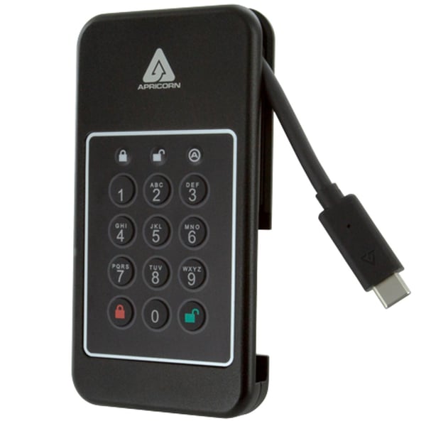 Apricorn Aegis NVX - SSD - kryptert - 2 TB - ekstern (bærbar) - NVMe - USB 3.2 Gen 2 (USB-C kontakt) - 256-bit AES-XTS - TAA-samsvar