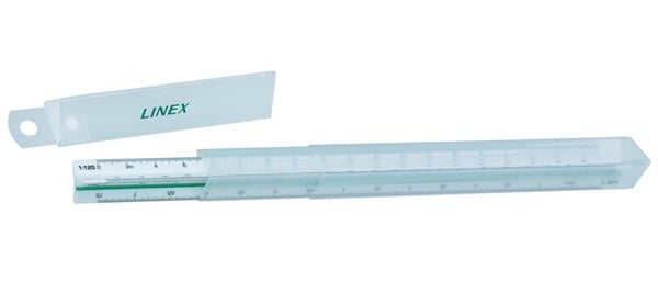 Linex 311, Suhdeviivain, Muovi, Vihreä, Punainen, Valkoinen, cm, mm, 30 cm