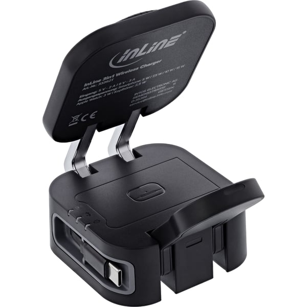 InLine 33392T, Innendørs, USB, Trådløs lading, Svart