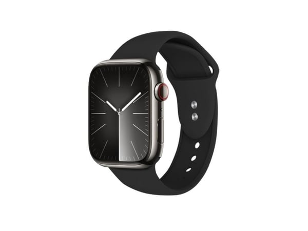 Crong CRG-40LQB-BLK, Klokkereim, Apple, Apple Watch 42/44/45/49mm, Silikon, Metallisk