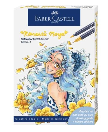 Faber-Castell Romantic Manga, 8 kpl, Monivärinen, Harjas/ohut pää, Monivärinen, Kierrätetty muovi, Pyöreä