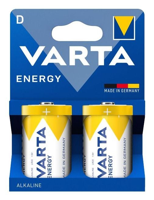 Varta Energy, Engangsbatteri, D, Alkalinsk, 1,5 V, 2 stykker