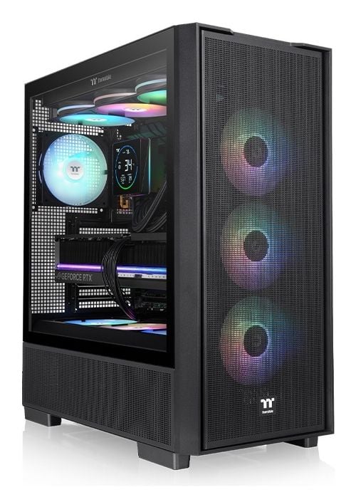 Thermaltake S Series S380 TG ARGB - Mid tower - ATX - genomskinlig sidopanel (härdat glas) - ingen strömförsörjning (PS2) - svart - USB/ljud
