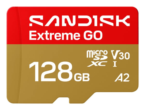 SanDisk Extreme Go - Flashminnekort - 128 GB - A2 / Video Class V30 / UHS-I U3 - microSDHC UHS-I