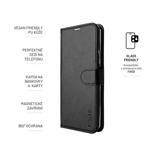 FIXED Opus - Vikbart fodral för mobiltelefon - konstläder - svart - för Xiaomi POCO X6 Pro