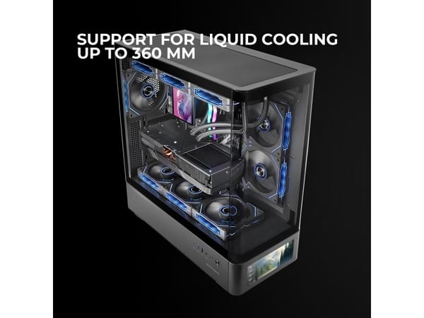 Mars Gaming MCLCDPRO, Midi Tower, PC, Svart, ATX, micro ATX, Mini-ITX, Härdat glas, Spela