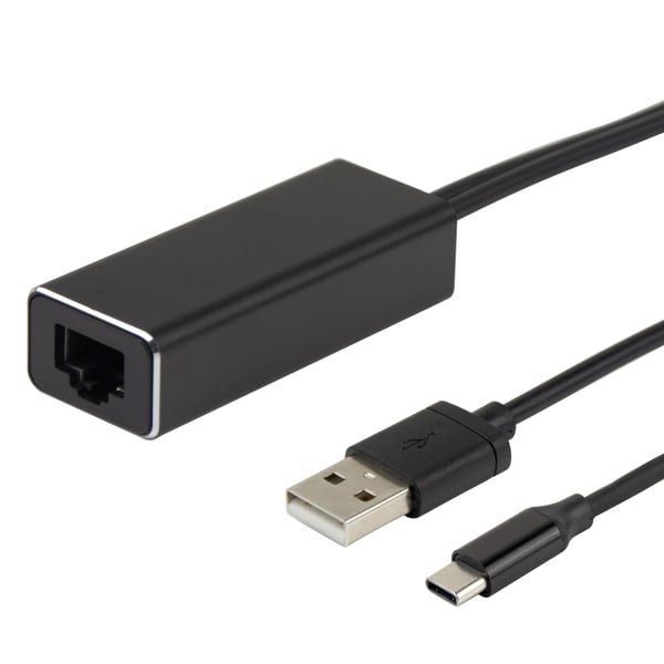 DELTACO USBC-CAST-ETH - Nettverksadapter - USB - 10/100 Ethernet - svart